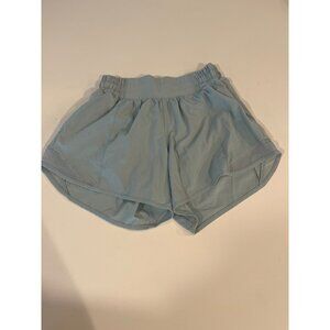 Lululemon 2 Tall Womens Light Blue Running Shorts With Mesh Detail & Elastic Wai